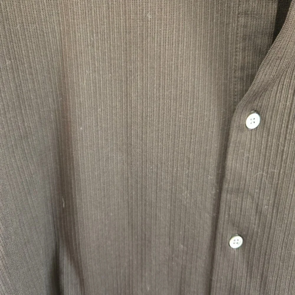 Lauren Ralph Lauren Button-Up Shirt Mens Ribbed Textured Brown Striped Size XL - Picture 6 of 10
